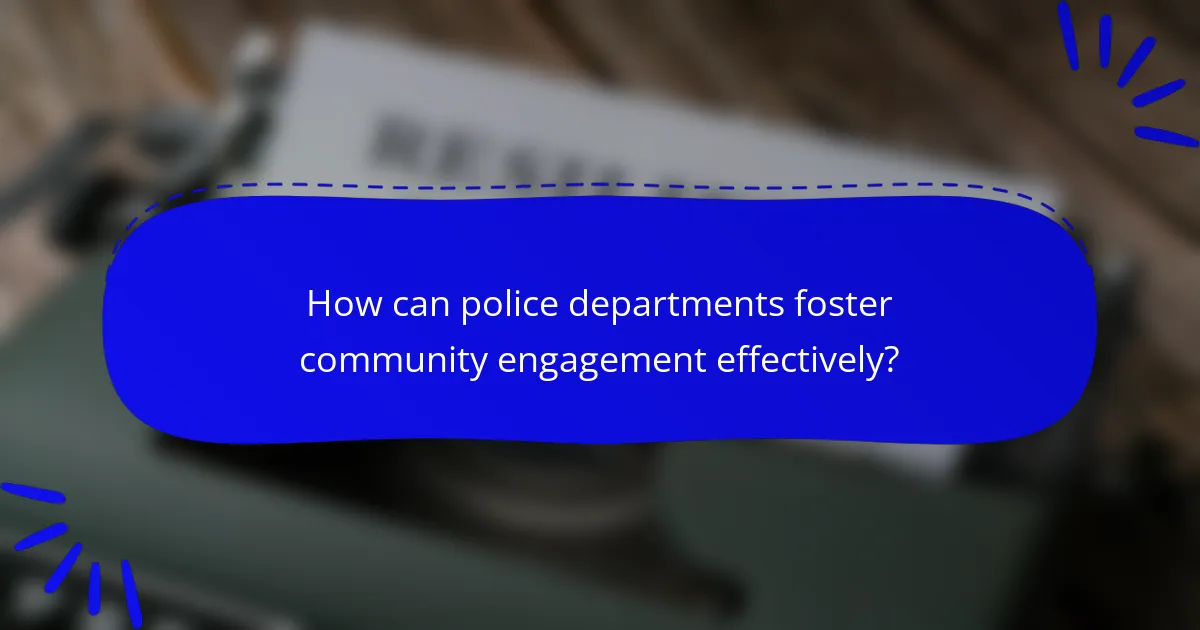 How can police departments foster community engagement effectively?