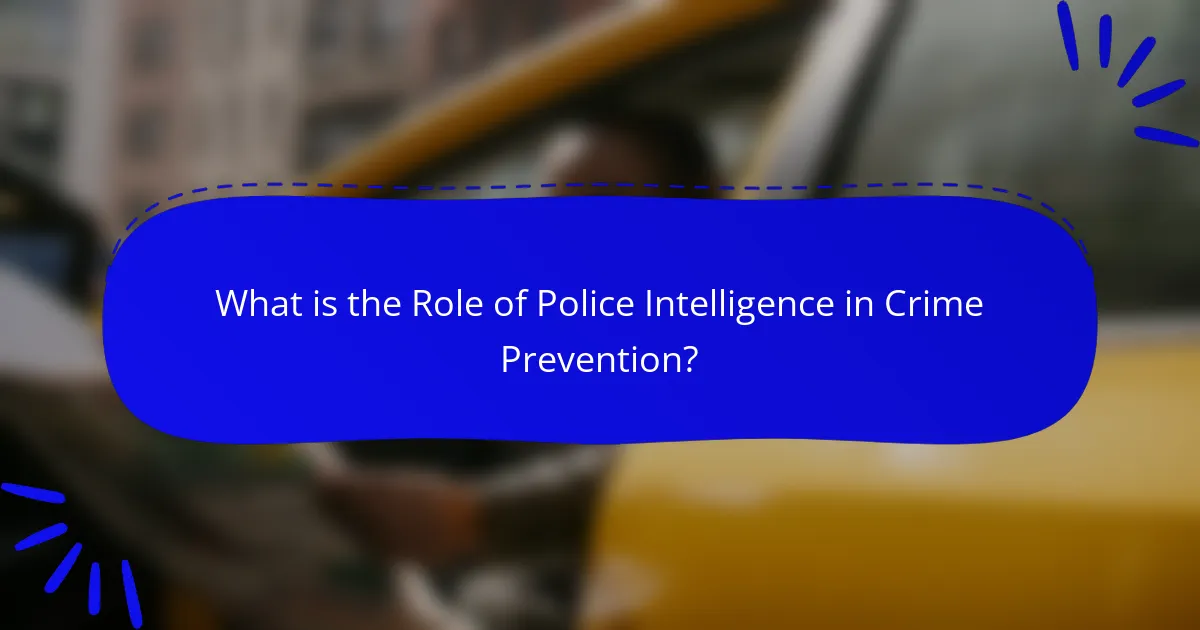 What is the Role of Police Intelligence in Crime Prevention?