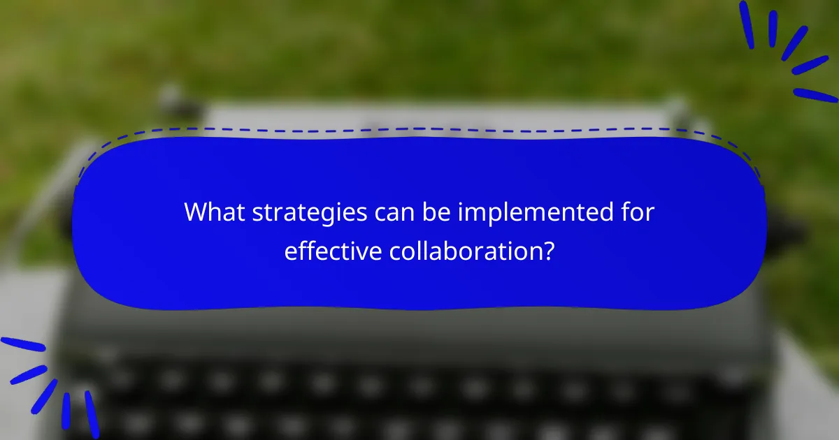 What strategies can be implemented for effective collaboration?